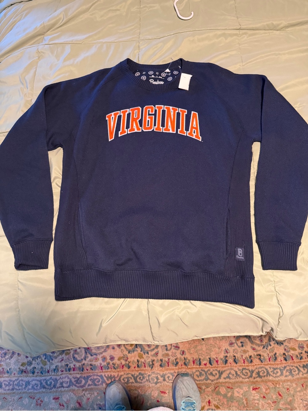 Pressbox women Navy Crewneck Sweatshirt with Orange Virginia Script